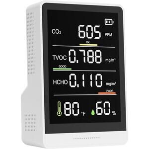 5-in-1 Professional Indoor Air Quality Monitor Indoor Portable CO2 Monitor White